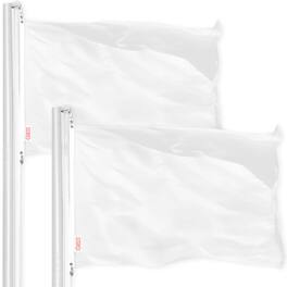 G128 - 2 Pack 2.5 x 4 ft Heavy-Duty Polyester Flags - White