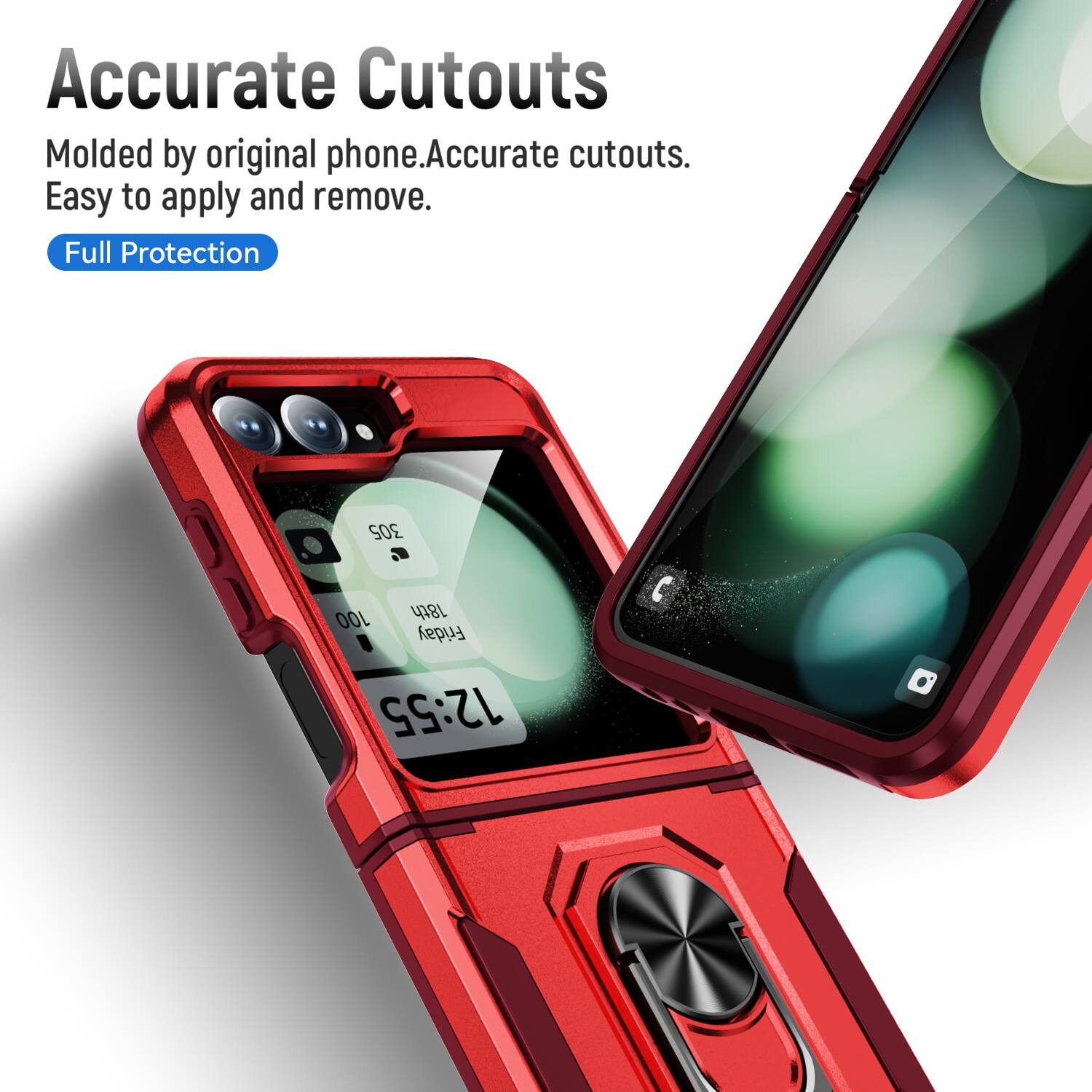 Accurate Cutouts  
Molded by original phone. Accurate cutouts.  
Easy to apply and remove.  
Full Protection