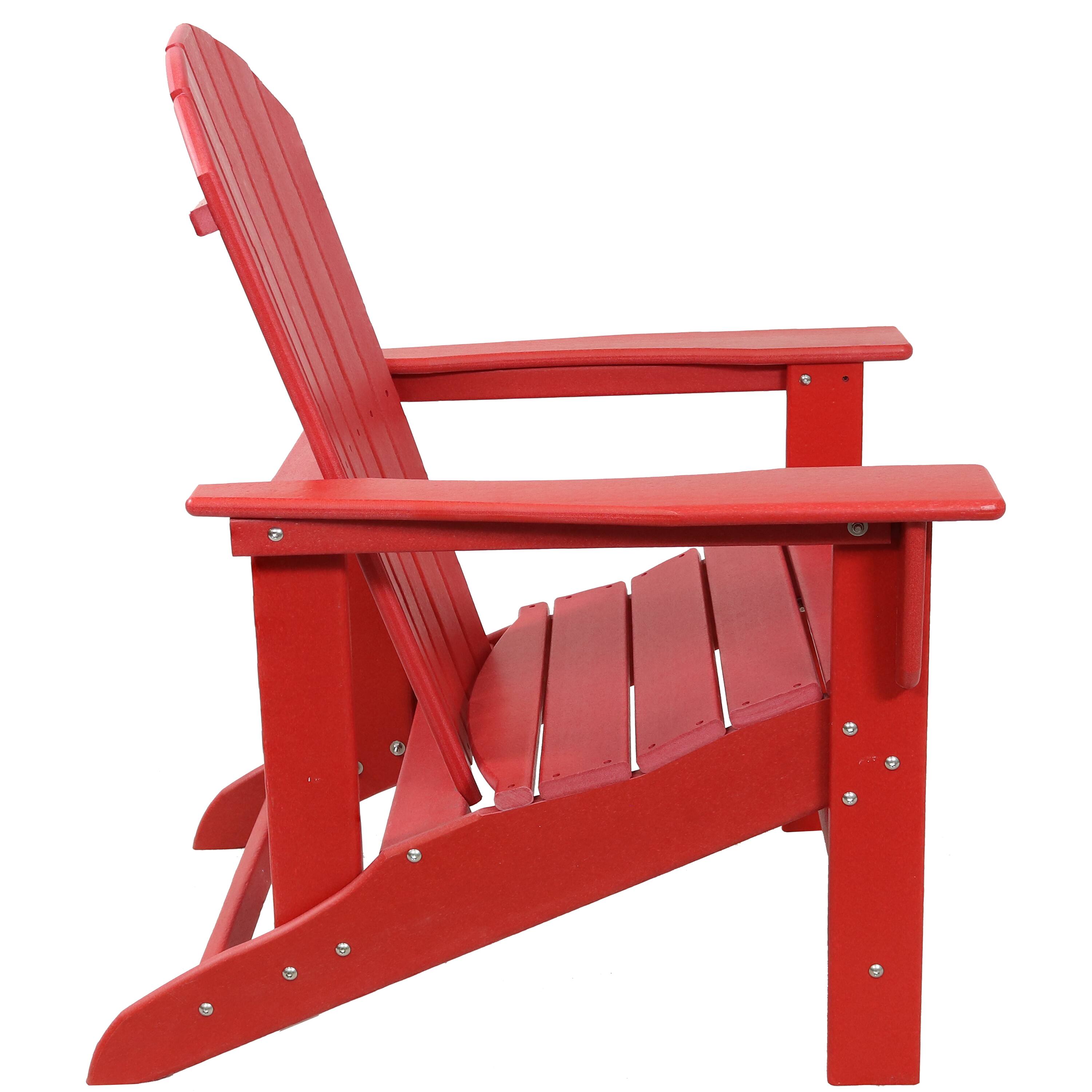 Alt View 6. Sunnydaze - Upright HDPE Raised Outdoor Adirondack Chair - Red.