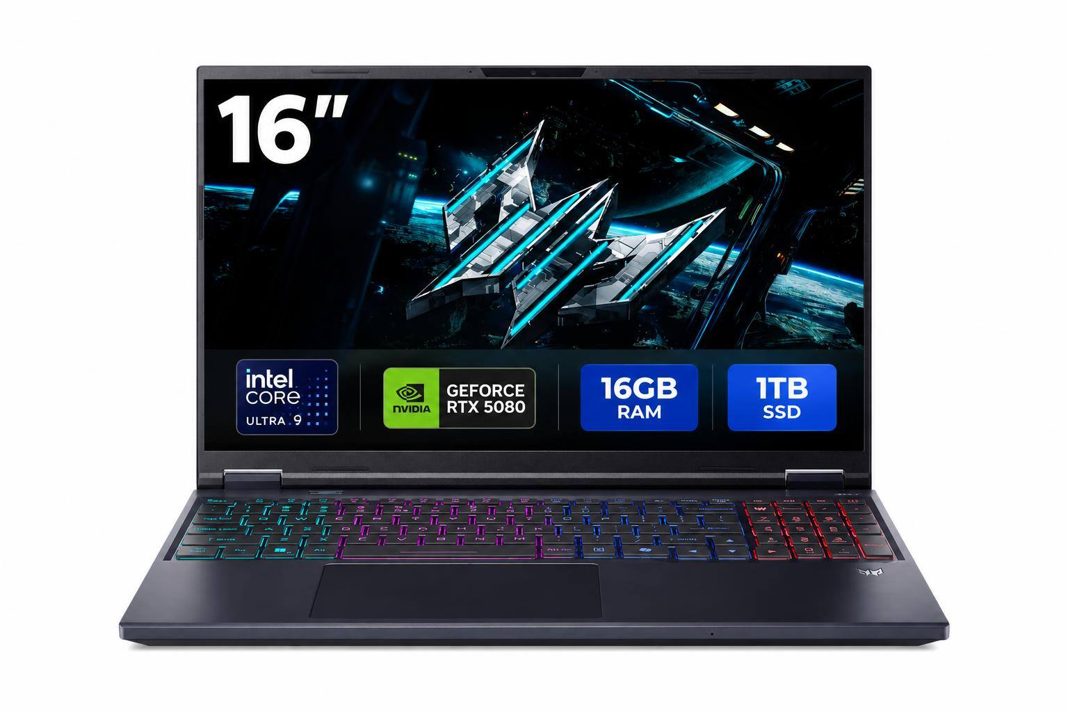 16"  
intel CORE ULTRA 9  
GEFORCE NVIDIA RTX 5080  
16GB RAM  
1TB SSD