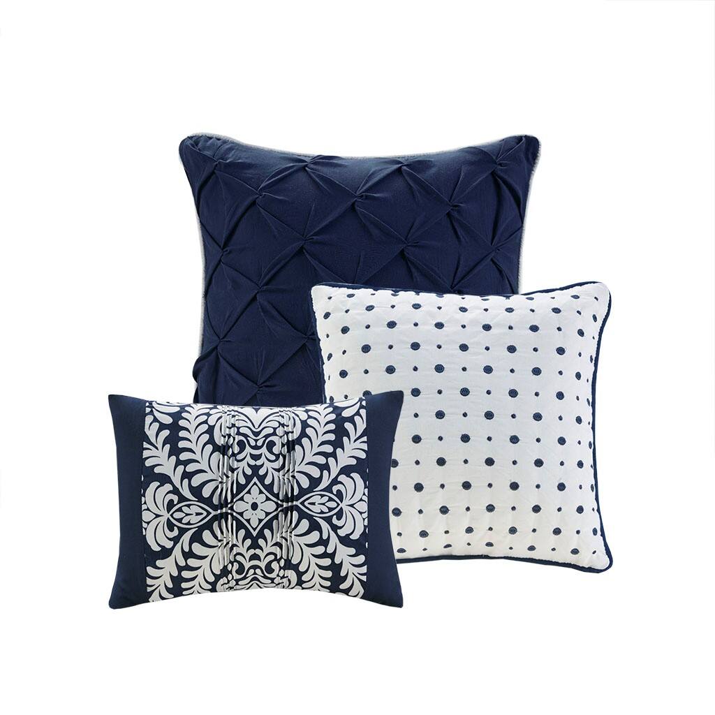 Alt View 4. Gracie Mills - Gracie Mills Muriel Damask Delight 6-Piece Duvet Cover Set - Indigo.