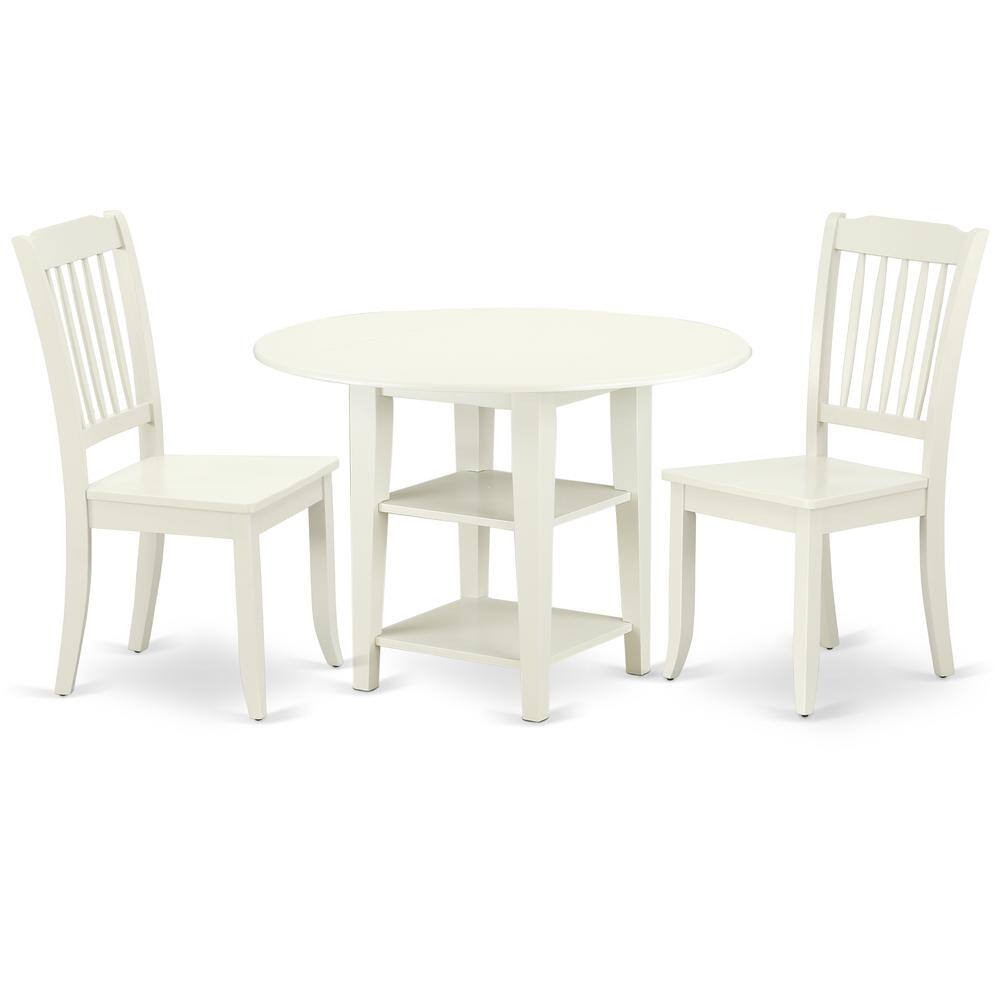 Back. East West Furniture - Dining Room Set Linen White - Brown.