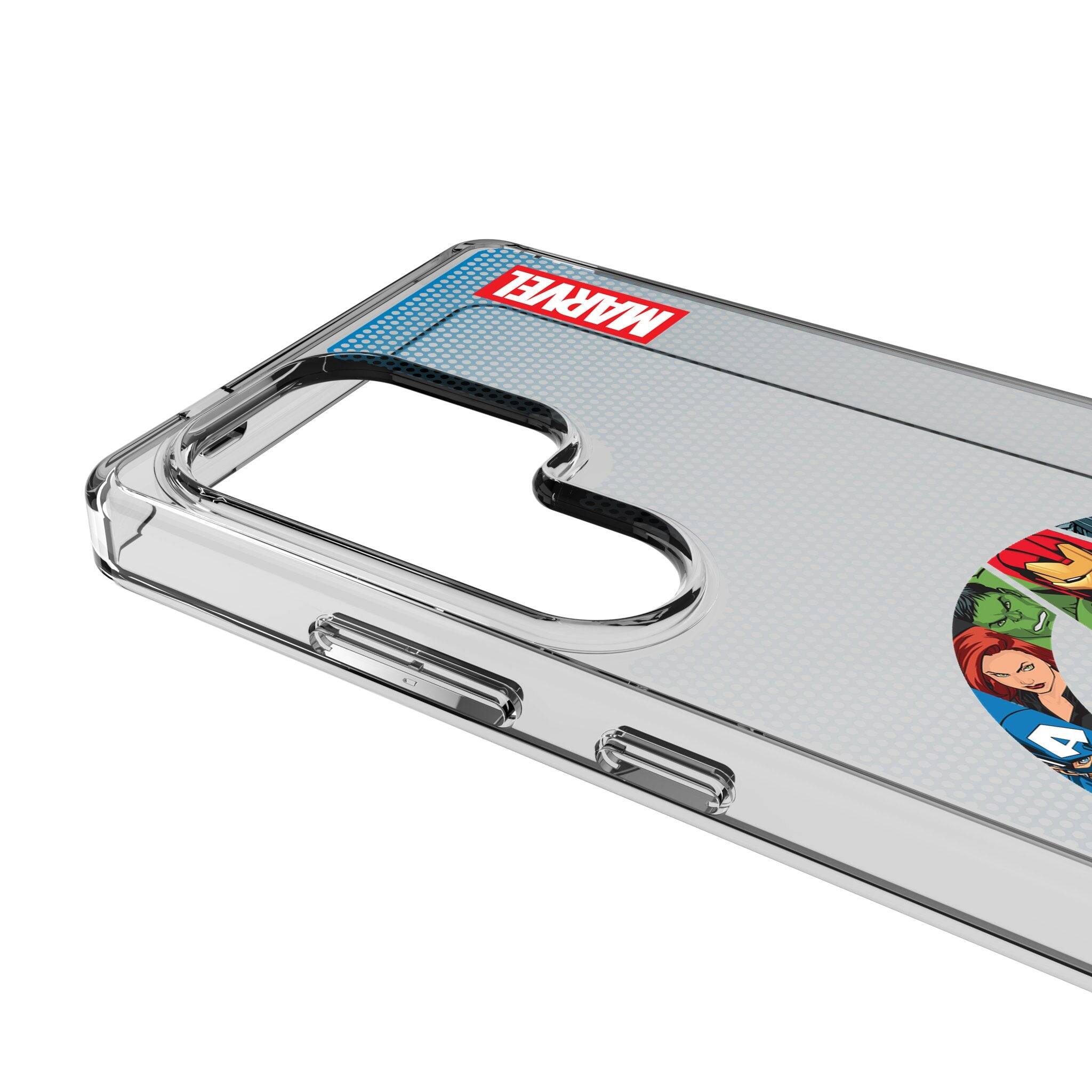 Left. Keyscaper - Marvel Grid Clear Phone Case - Samsung Galaxy S25 - Avengers.
