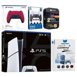 Playstation 5 Slim Digital with Extra Controller, FPS Grip Kit and MightySkins Decal Voucher + 2 Year - PlayStation 5
