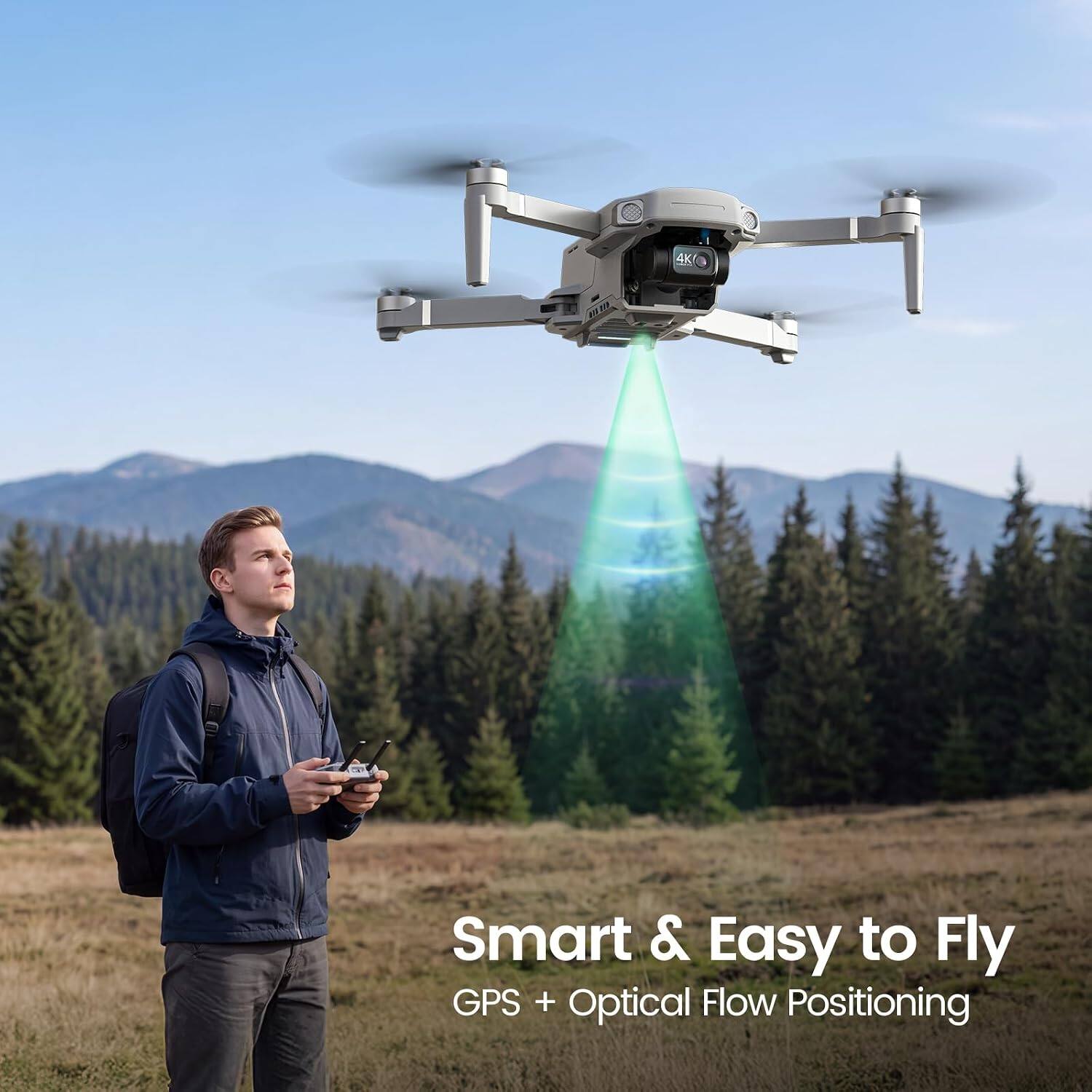 4K  
Smart & Easy to Fly  
GPS + Optical Flow Positioning