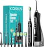 COSLUS - C20 & C41: 2-in-1 Portable Water Flosser & Electric Toothbrush. For teeth, braces, gums. BPA-free, black.