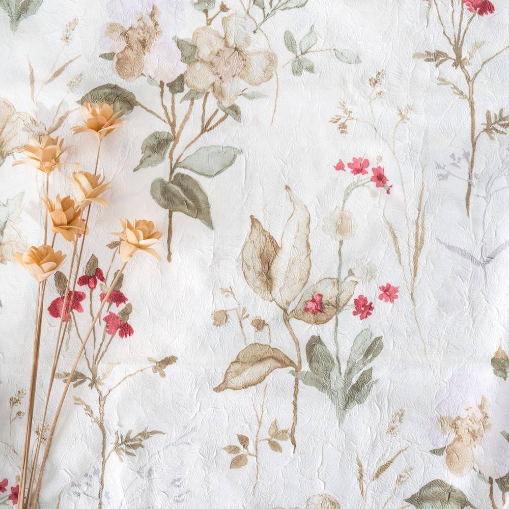 Left. Ellis Curtain - Ellis Curtain Sophia Floral Crushed Taffeta Rod Pocket Window Valance 48" x 15" Multi - Multi.
