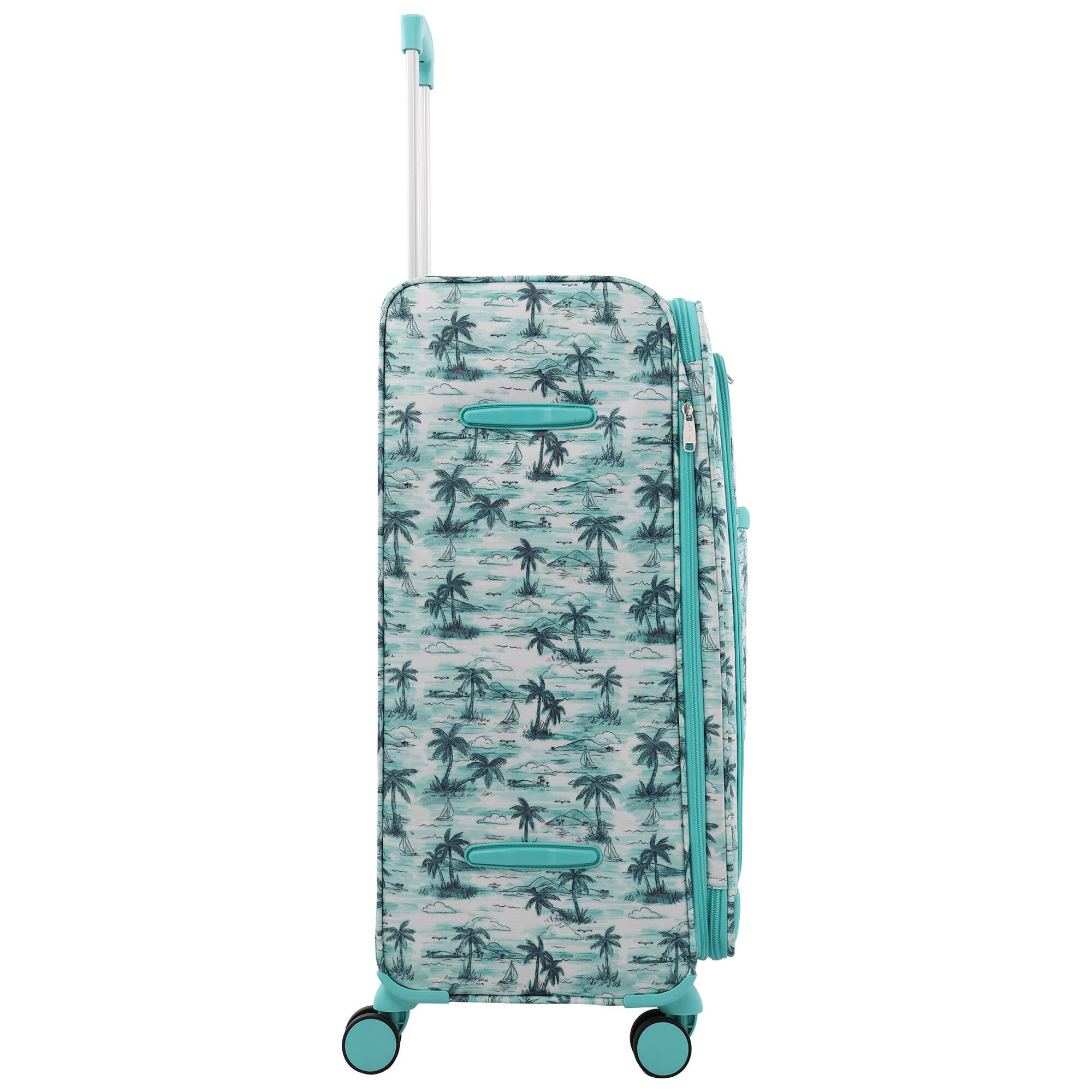 Left. Tommy Bahama - Palm Print 30" Expandable Softside Spinner - Aqua.
