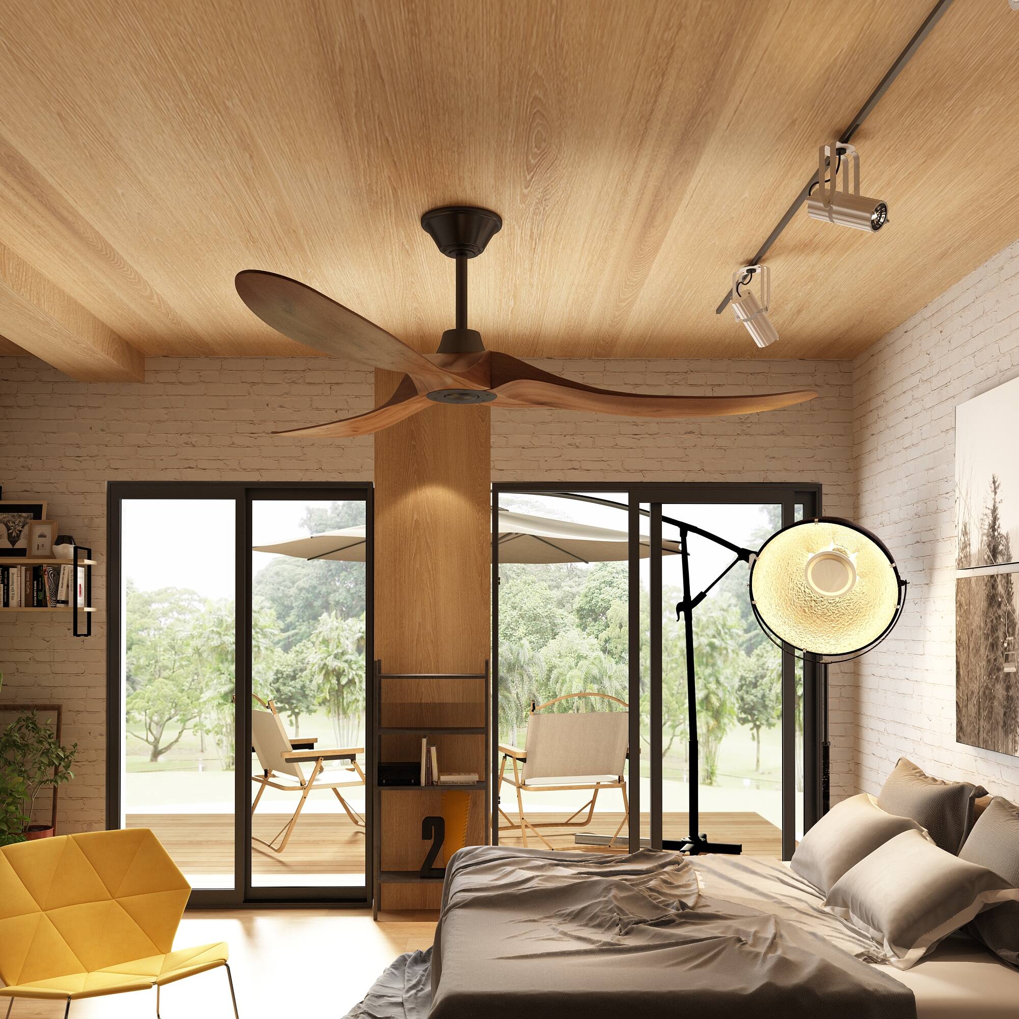 Alt View 9. Famapy - Famapy Solid Wood Ceiling Fan: Silent 6 - Speed, Reversible & Stylish - Brown.
