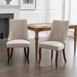 GOODSILO - Elegant Upholstered Dining Chairs Set with High Backrest and Solid Wood Legs for Comfortable Seating - Beige