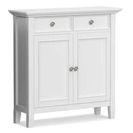 Front. Simpli Home - Amherst 36 inch Wide Solid Wood Transitional Storage Cabinet in White - White.