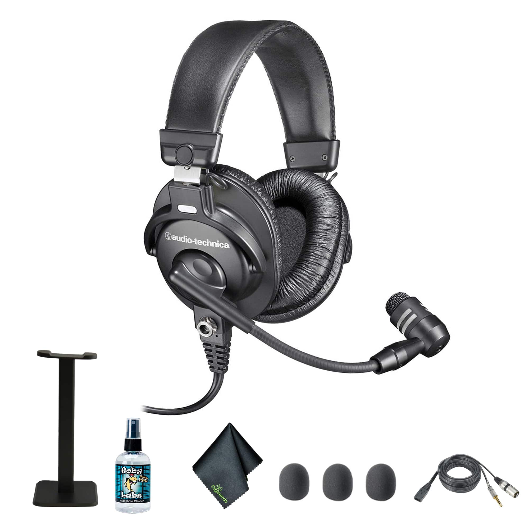 Bundle - Audio-Technica - BPHS1 Broadcast Stereo Headset, Headphone stand,