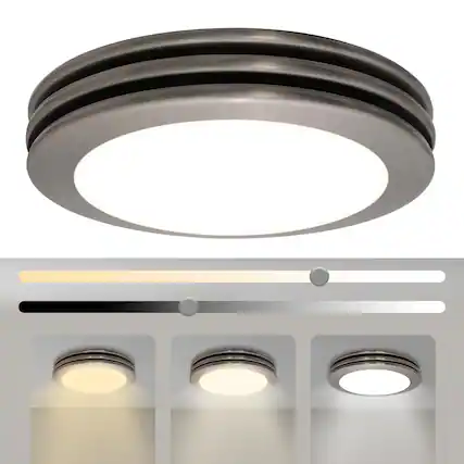 Front. Akicon - Bathroom Exhaust Fan Light, 80 CFM 2 Sones, 15 Watt Dimmable 3000K/4000K/5500K 3CCT LED Light Brushed Nickel - Brushed Nickel.