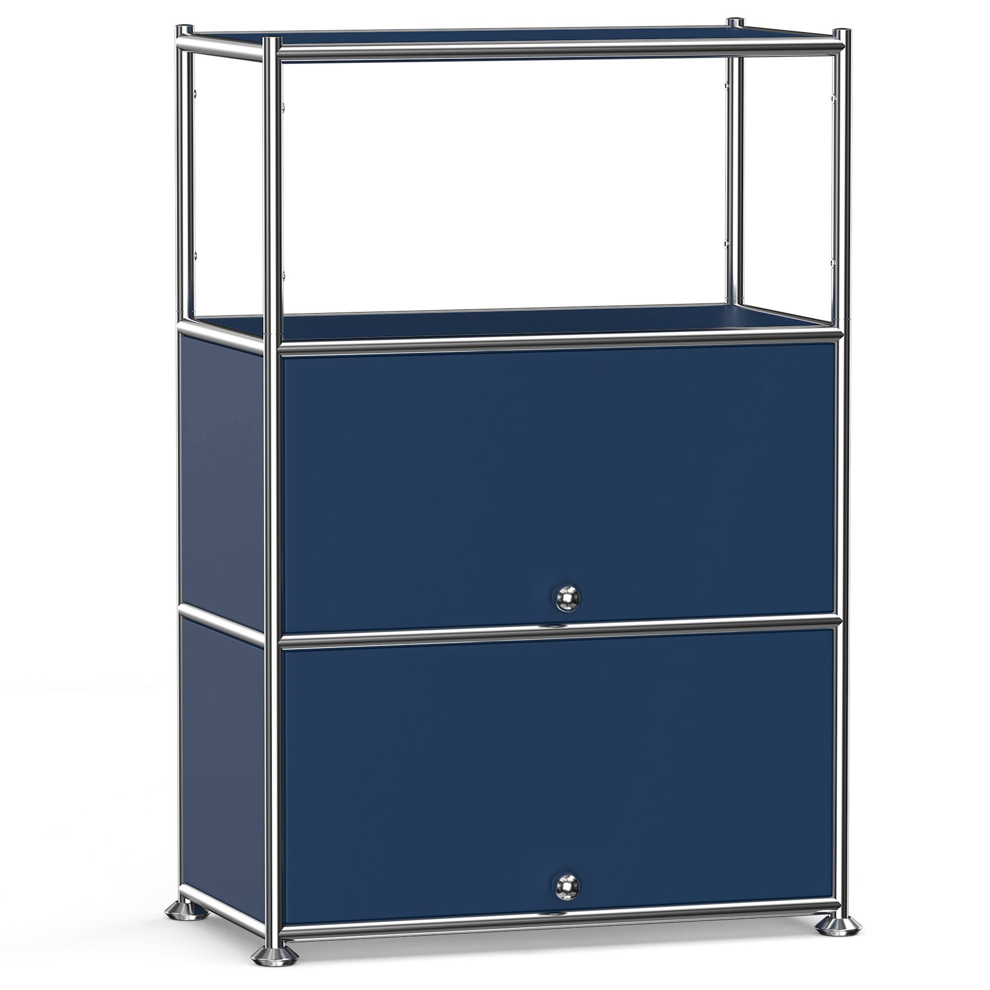 Alt View 4. Malletson - 3-Tier Metal Sideboard Buffet Storage Cabinet Modern Grid-Style, for Dining Room, Living Room or Office - Blue.