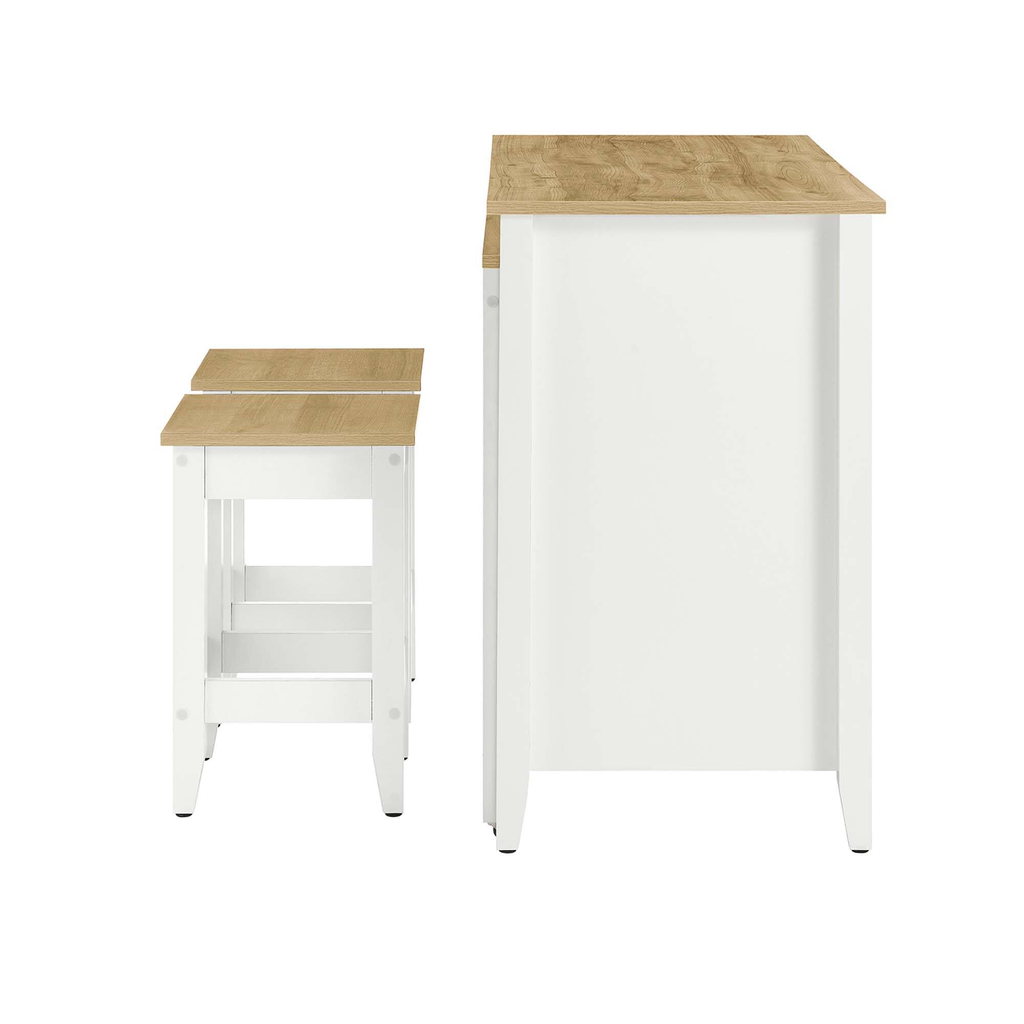 Alt View 4. Modway - Farmstead 3-Piece Kitchen Island and Stool Set by Modway - Oak White.