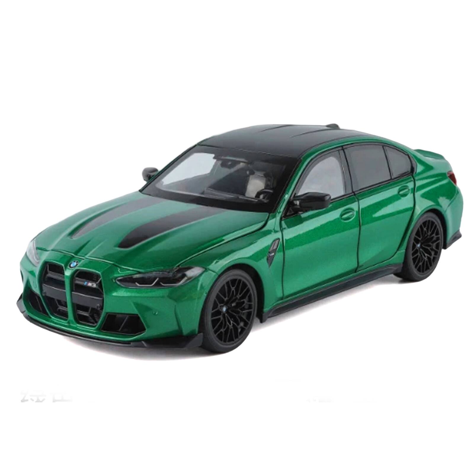 Alt View 1. Heimanba - BMW M3 CS LCI Green Metallic with Matt Black Top and Hood Stripes 1/18 Diecast Model Car by Heimanba.
