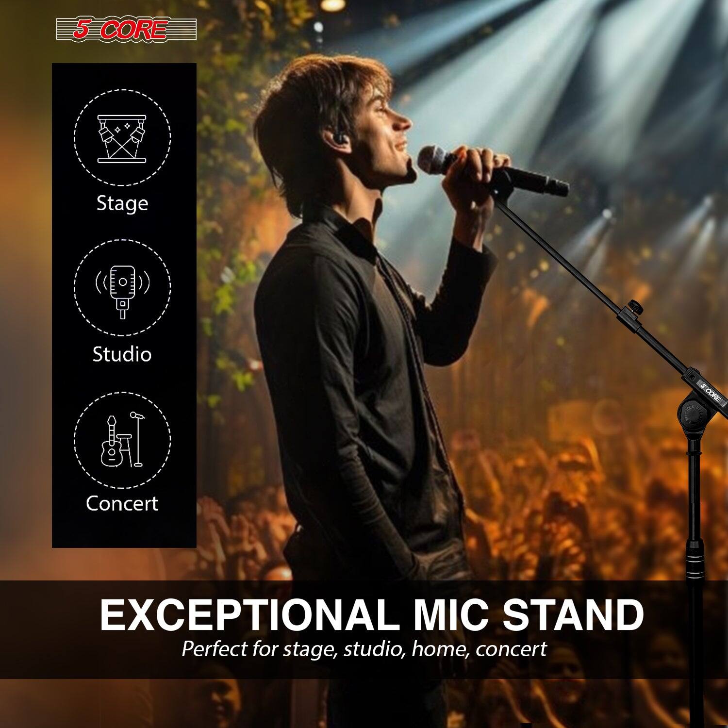 5 CORE, Stage, Studio, Concert, EXCEPTIONAL MIC STAND, Perfect for stage, studio, home, concert