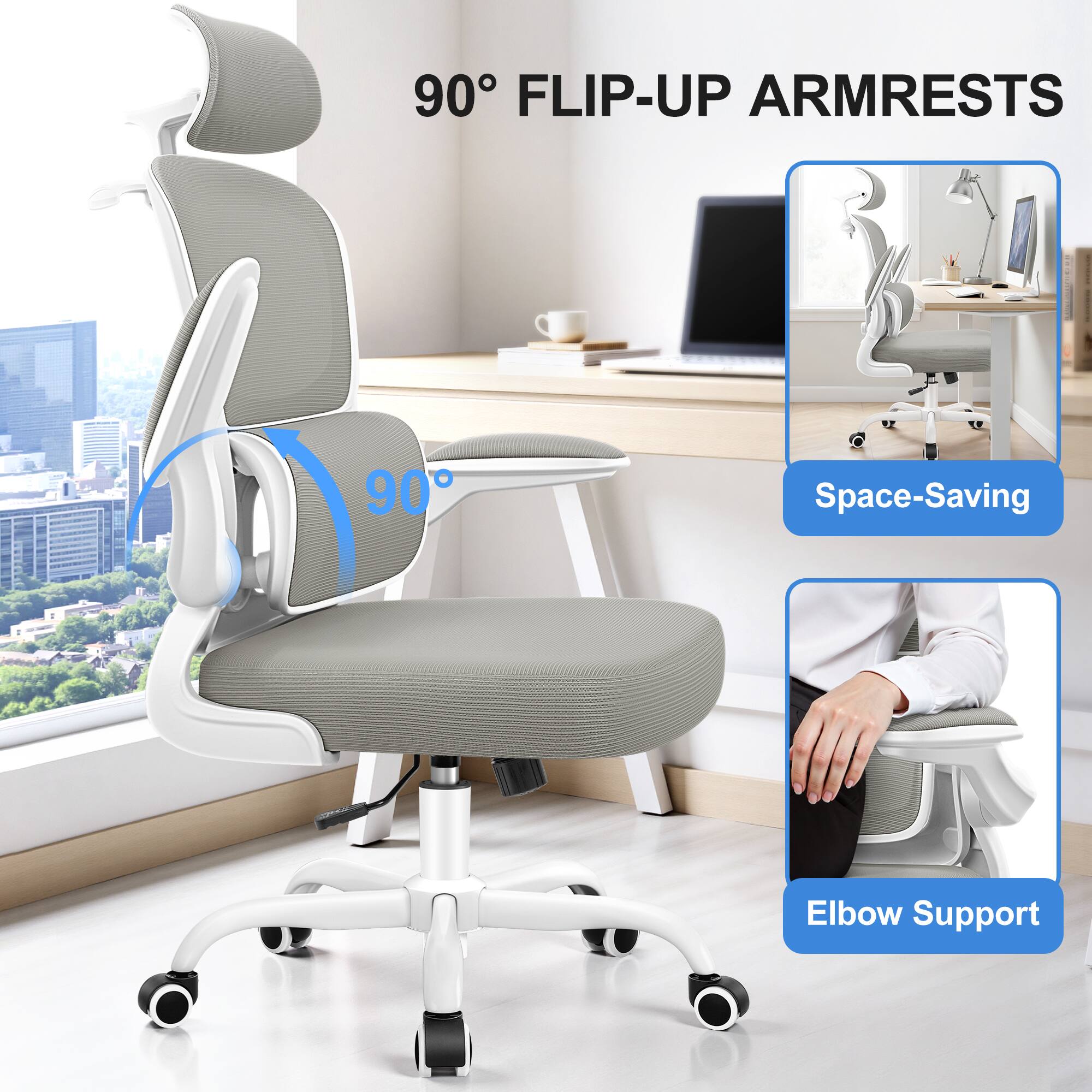 90° FLIP-UP ARMRESTS

90° Space-Saving Elbow Support