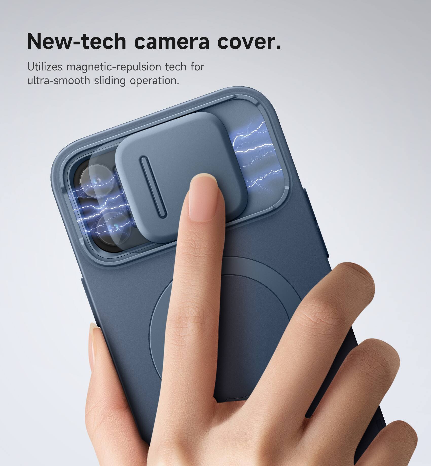 New-tech camera cover.  
Utilizes magnetic-repulsion tech for ultra-smooth sliding operation.