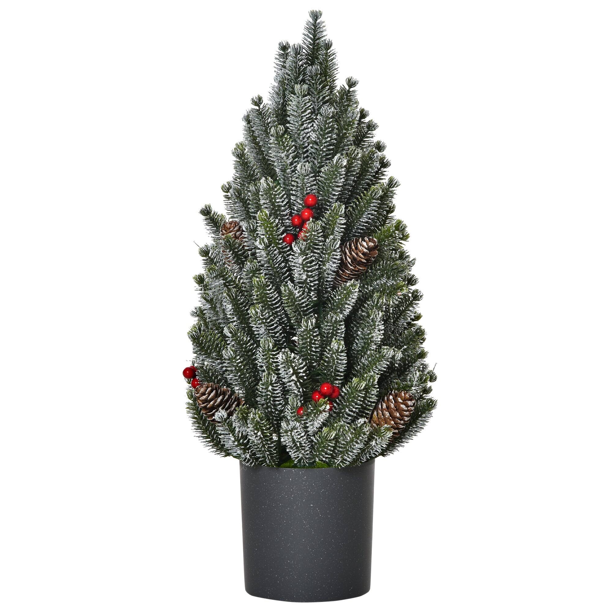 Alt View 5. Hivvago - 18 ft Tall Unlit Miniature Snow-Flocked Tabletop Artificial Christmas Tree - Green.
