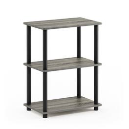Furinno - Turn-N-Tube No Tool 3-Tier Storage Shelf, French Oak/Black - French Oak/Black