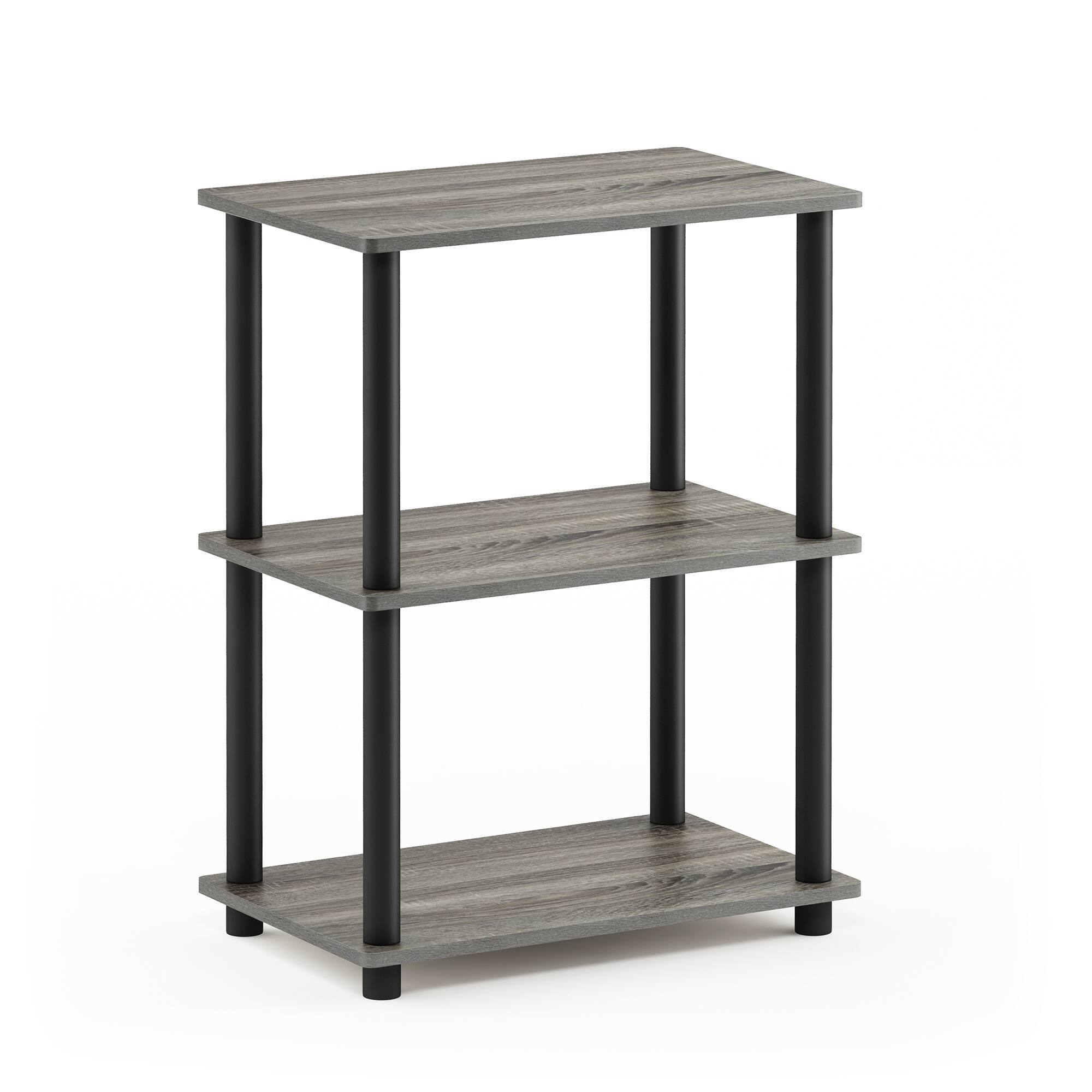 Front. Furinno - Turn-N-Tube No Tool 3-Tier Storage Shelf, French Oak/Black - French Oak/Black.