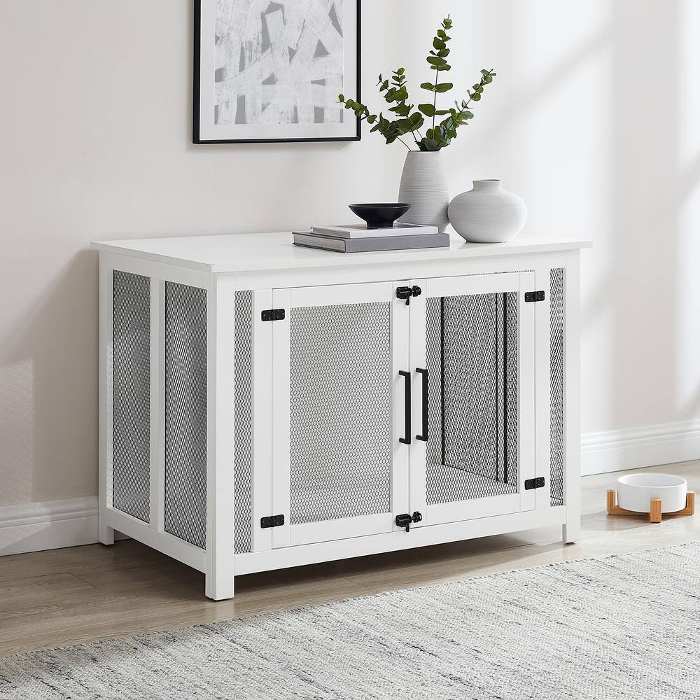 Alt View 6. Crosley Furniture - Dane Credenza Dog Crate - White.