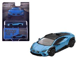 Lamborghini Huracan Sterrato Blu Aegir Top Limited Edition 1/64 Diecast Model Car by Mini GT - Blue Metallic with Black