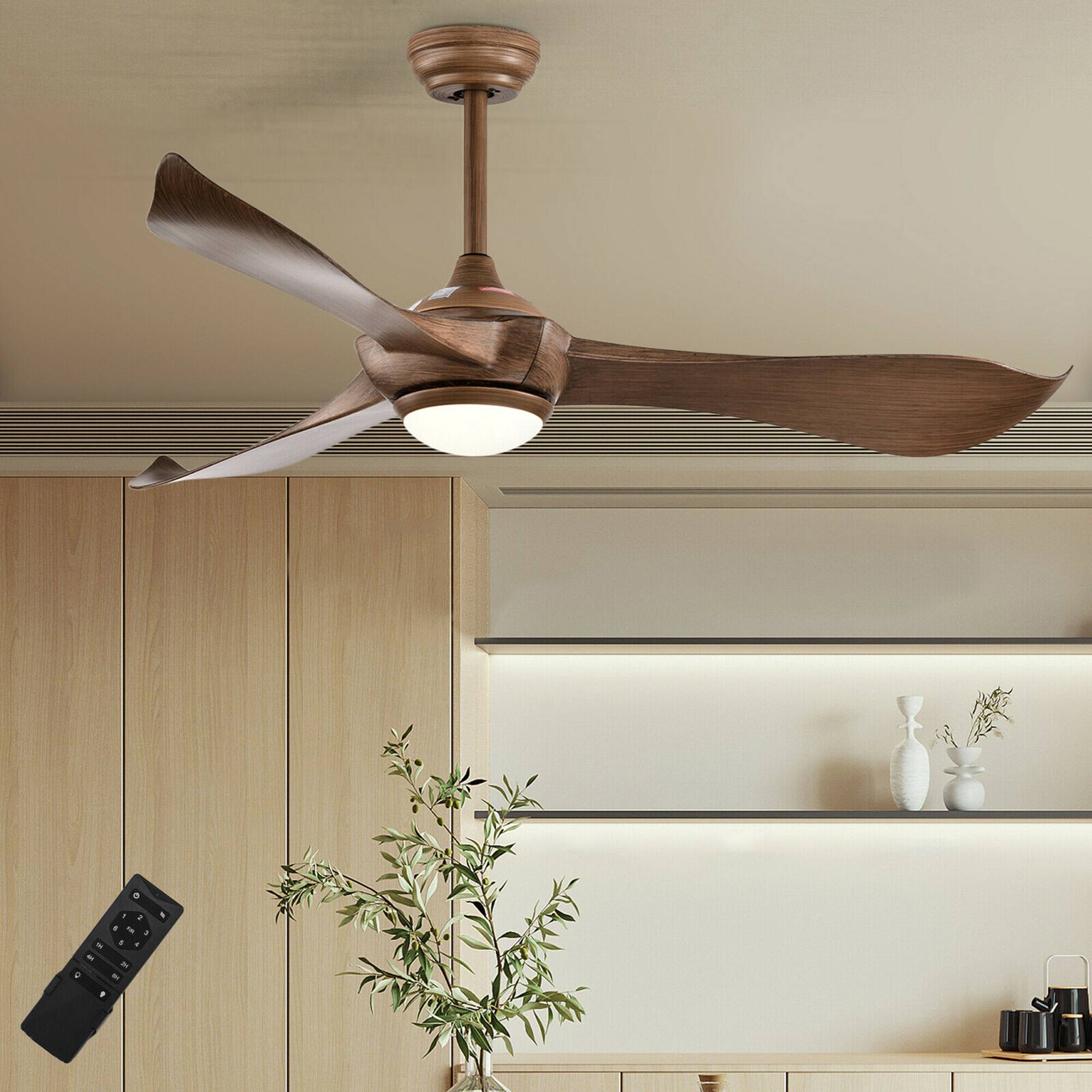 Alt View 1. Costway - Costway 52 Inch Ceiling Fan with Light Reversible DC Motor w/6 Wind Speeds & 8H Timer - Walnut.