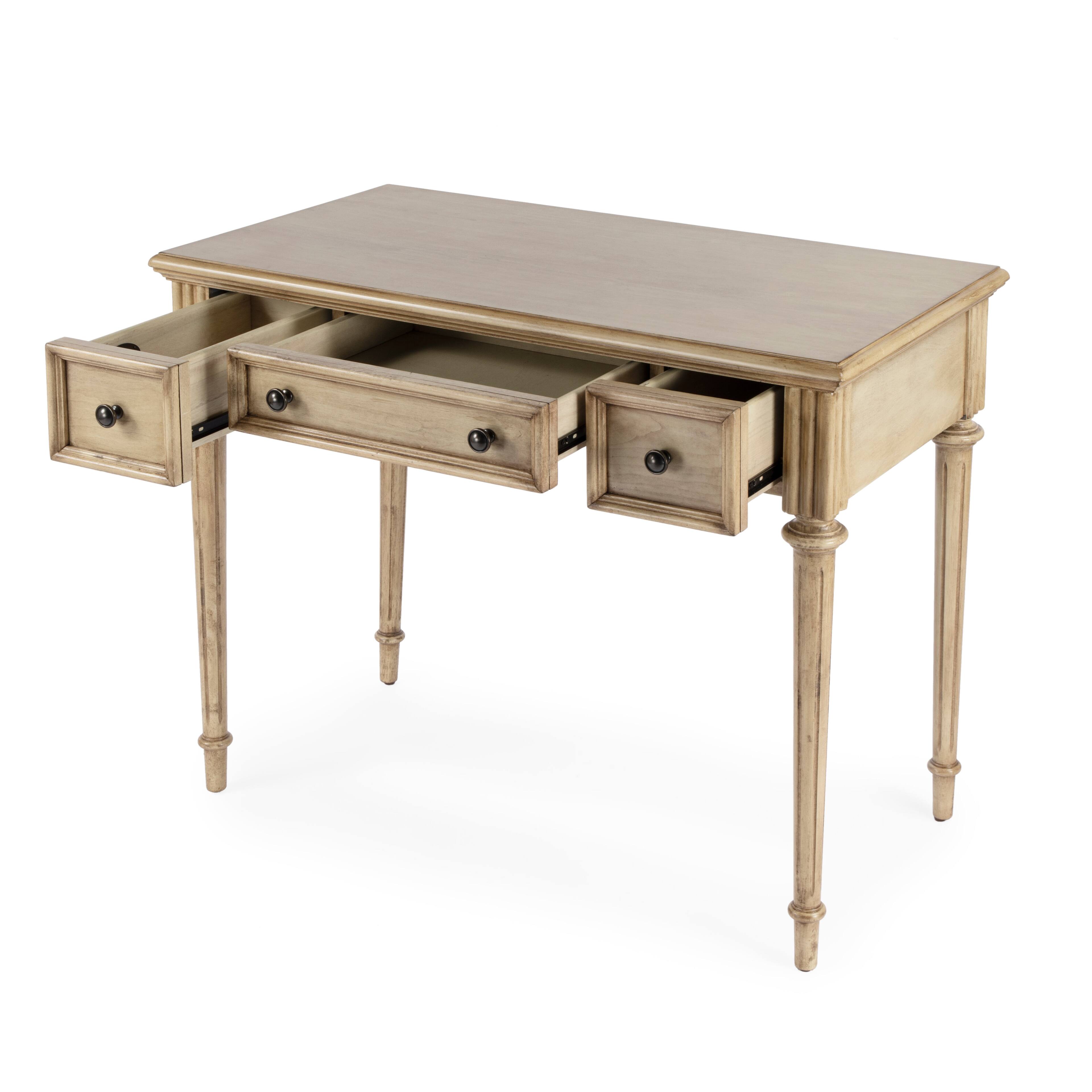 Alt View 3. Butler Specialty - Edmund 38 in. W Rectangular Wood 3 Drawer Traditional Writing Desk - Beige.
