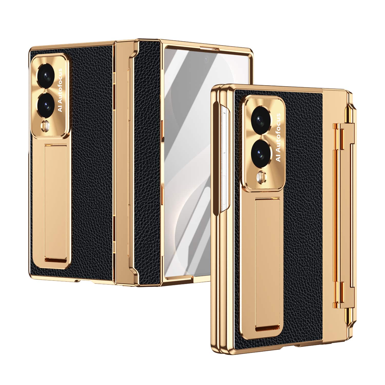 Dteck - Rugged Case for Samsung Galaxy Z Fold8 with Screen Protector & Stand, Shockproof Hard PC Cover with Hinge Protection - Black Gold price history on PriceWatchPro