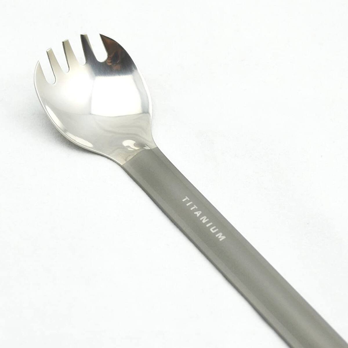 Alt View 2. TOAKS - TOAKS Titanium Long Handled Spork with Polished Bowl SLV-14 - Outdoor Camping - Silver.