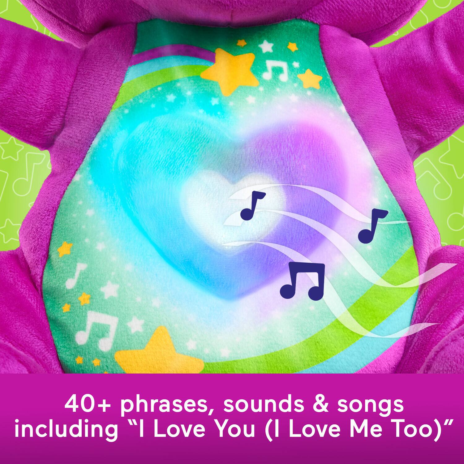 40+ phrases, sounds & songs including "I Love You (I Love Me Too)" 7 9