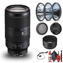 Sony - E 70-350mm f/4.5-6.3 G OSS Lens (SEL70350G) + Filter Kit + Cap Keeper - Bundle (International Version) - Black
