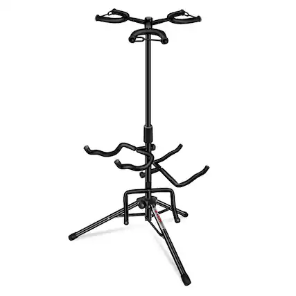 Front. 5 CORE - Triple Guitar Stand Floor w Foam Arms for Acoustic Electric Bass-GSH 3N1 - Black.