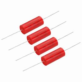 Unique Bargains - 4pcs 3uf Frequency Divider Capacitor, 250V Axial Audio Speaker Crossover MKP Film Capacitor - Red