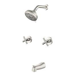 Boyel Living - Shower Set with Dual Handles and 10 Function ABS Overhead Shower - Brushed Nickel