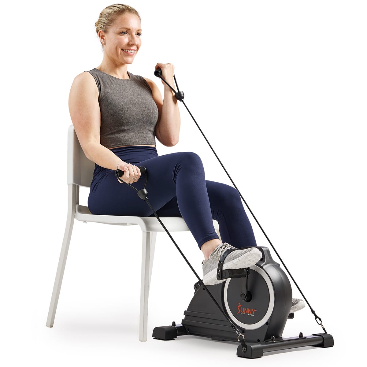 Sunny Health & Fitness - Premium Smart Magnetic Mini Exercise Bike - Dark Gray