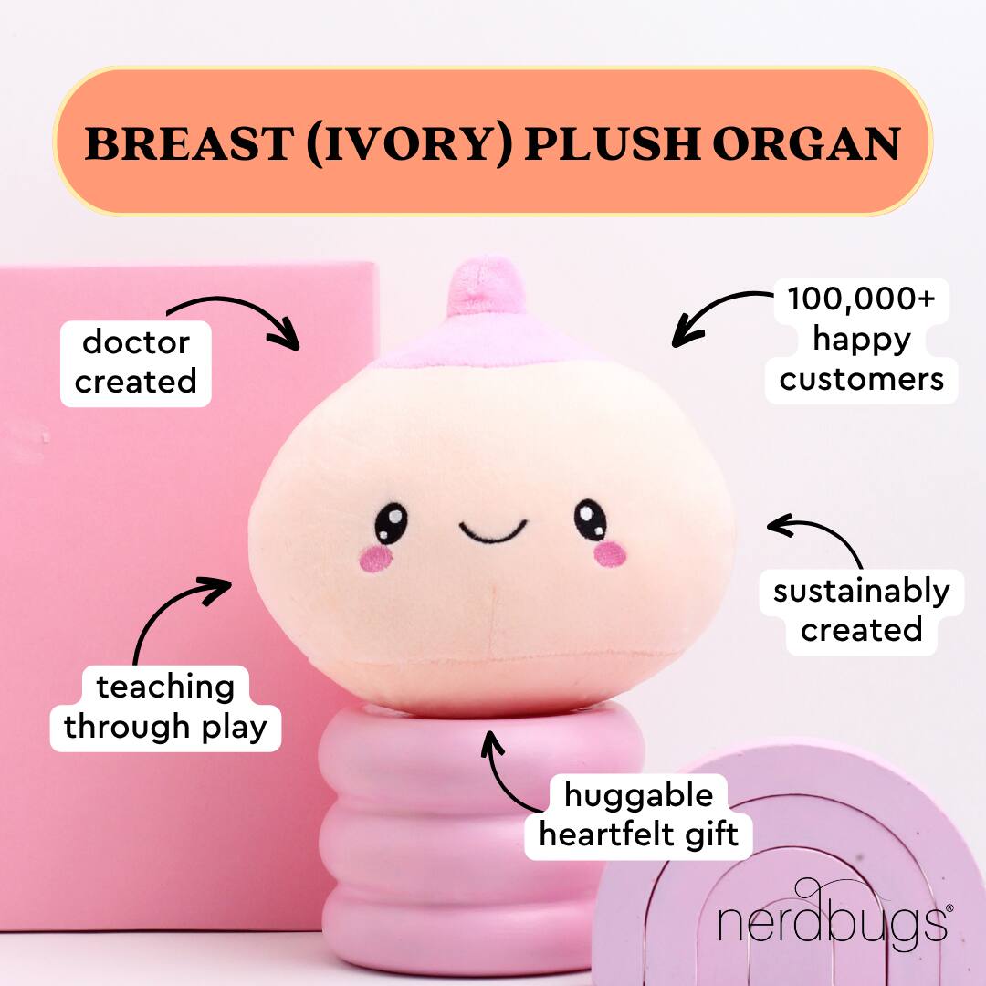 BREAST (IVORY) PLUSH ORGAN

- doctor created
- teaching through play
- sustainably created
- huggable heartfelt gift
- 100,000+ happy customers

nerdbugs®