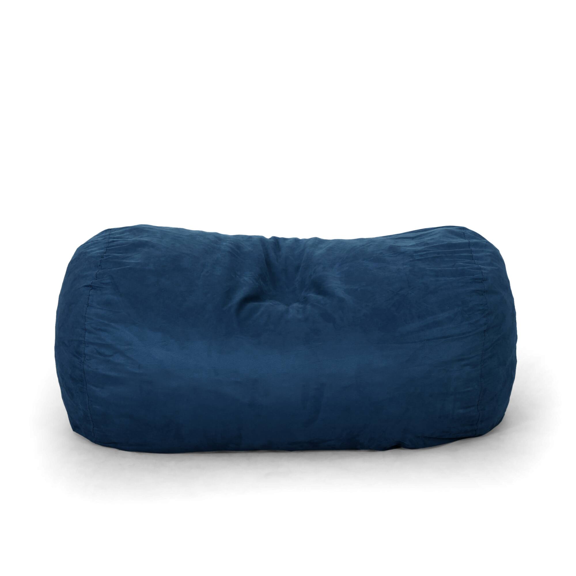 Angle. GOODSILO - Premium Suede Cylindrical Bean Bag Chair for Ultimate Comfort and Style in Contemporary Living Spaces - Blue Solid.