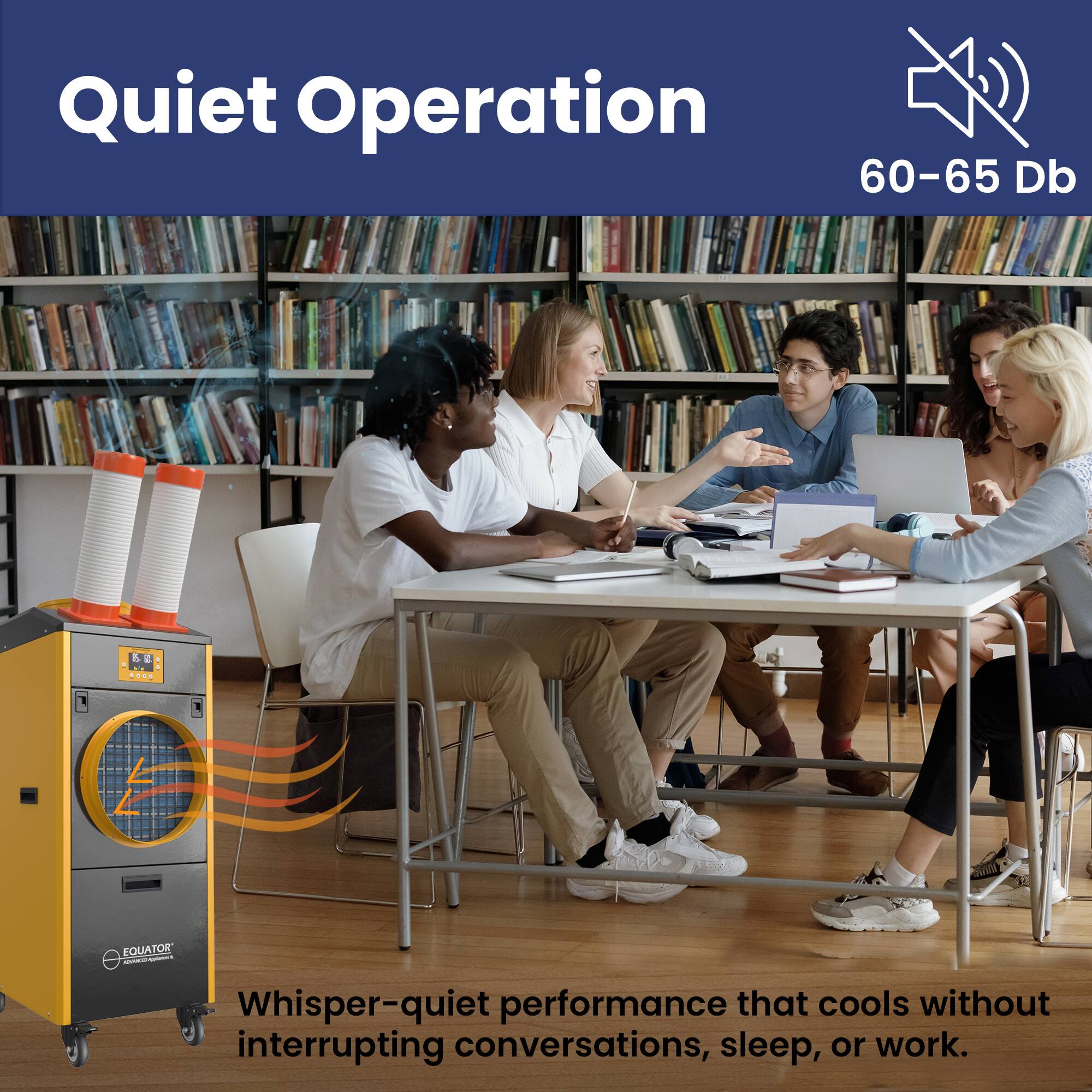 Quiet Operation  
60-65 Db  

Whisper-quiet performance that cools without interrupting conversations, sleep, or work.