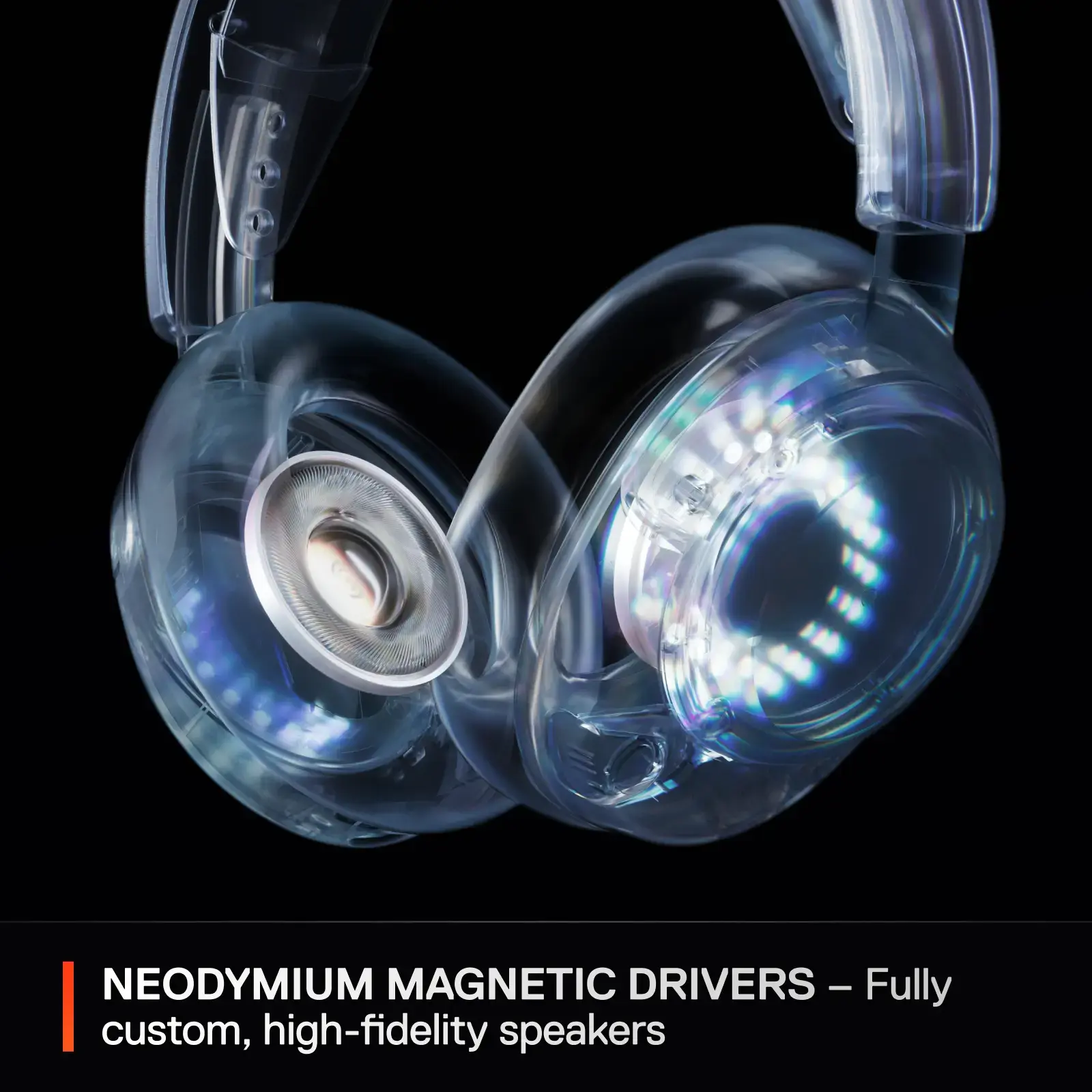 Zoom in on NEODYMIUM MAGNETIC DRIVERS - Fully custom, high-fidelity speakers.