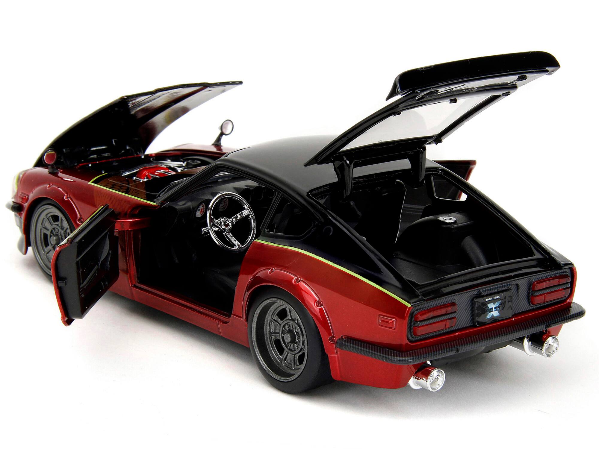 Alt View 1. Jada - 1972 Datsun 240Z Black and Red Metallic with Graphics "Fast X" (2023) Movie "Fast & Furious" Series 1/24 - Black And Red Metallic.