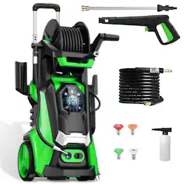 Winado - 3800 PSI 2.8GPM Electric High Pressure Washer with Touch Screen Adjustment Pressure & 4 Nozzles and Telescopic Handle - Green