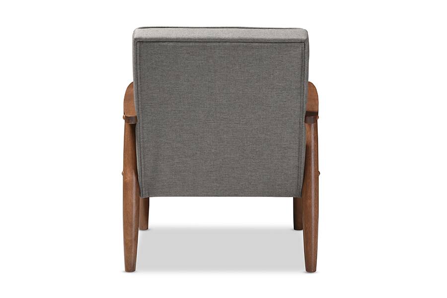 Left. Baxton Studio - Sorrento Mid-century Retro Modern Fabric Upholstered Wooden Lounge Chair - Grey.