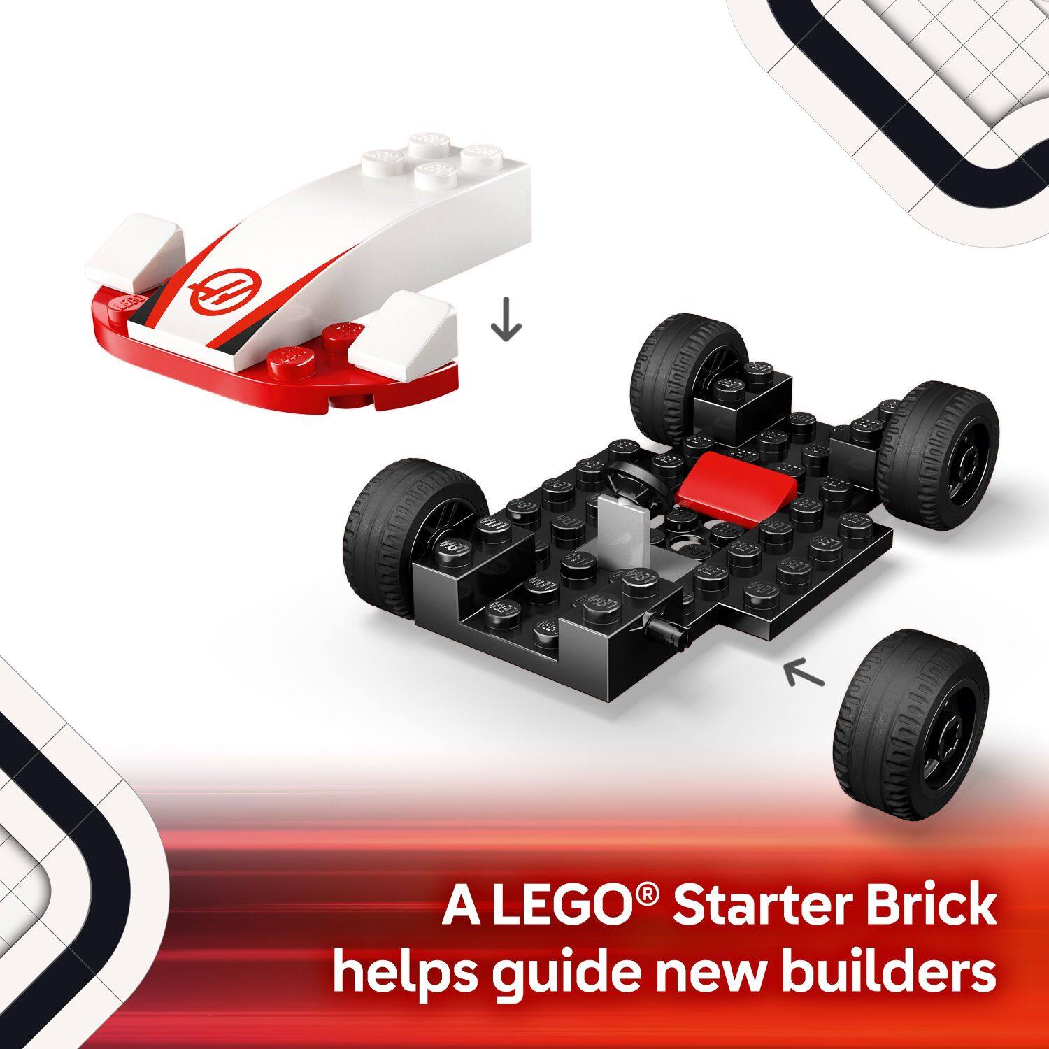 A LEGO Starter Brick helps guide new builders.