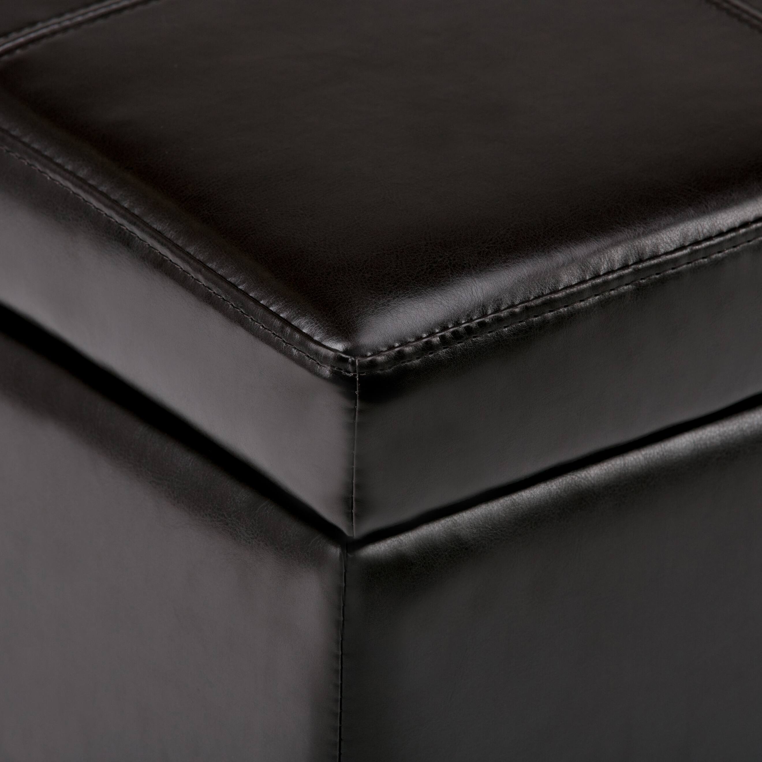 Alt View 5. Simpli Home - Kingsley 48 inch Wide Large Storage Ottoman in Coffee Brown Vegan Leather - Coffee Brown.
