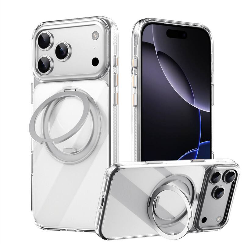 Front. SKRAN - Case for iPhone 17 Air - 360° Magnetic Bracket Phone Case, Full Coverage, Camera Button Protection, Air Design - Clear.