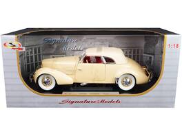 1936 Cord 810 Coupe Top and Red Interior 1/18 Diecast Model Car by Signature Models - Yellow with Cream