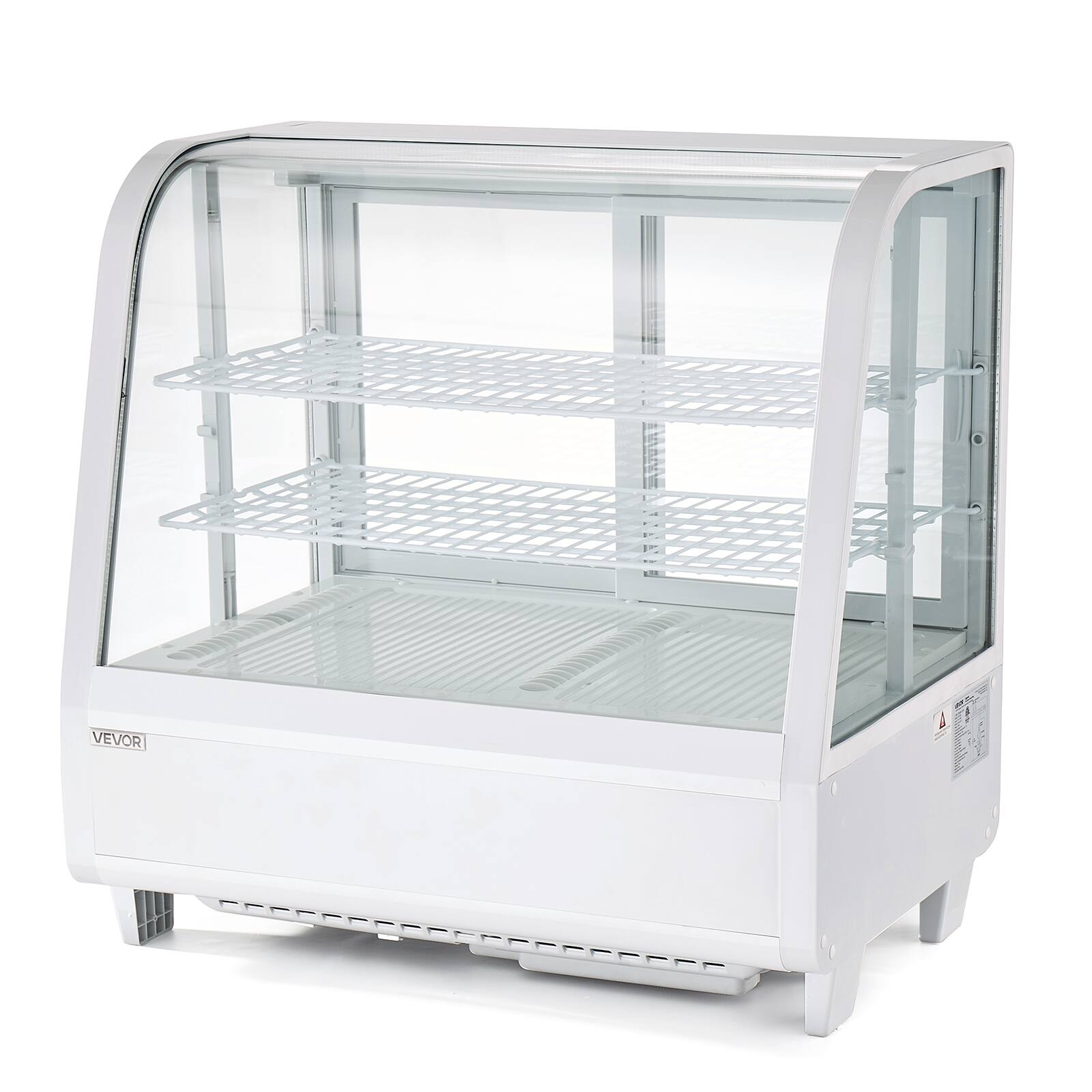 Alt View 5. VEVOR - Refrigerated Display Case, 3.5 Cu.Ft./100L Countertop Pastry Display Case, 2-Tier Commercial Cake Refrigerator with LED - White.